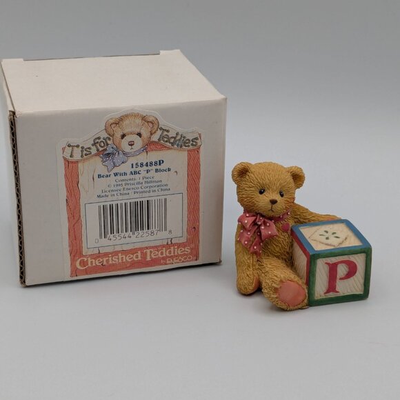 Cherished Teddies Bear with ABC "P" Block (158488P) 1995 - Picture 2 of 10